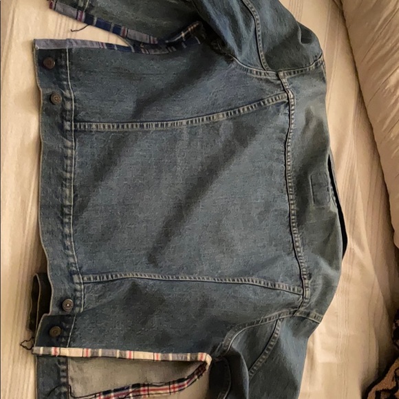 Levis denim jacket with custom plaid detail - Picture 4 of 5